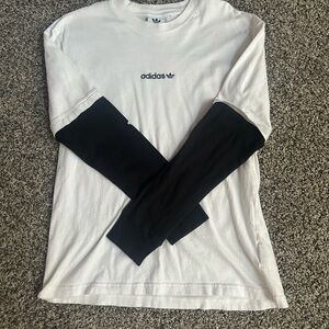 Adidas White and Black Layered Long Sleeve Tee